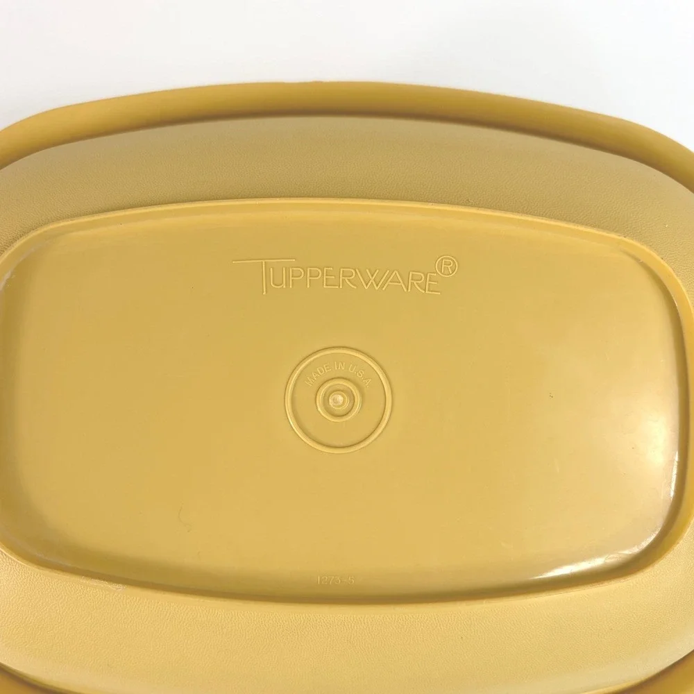 Tupperware Vintage Harvest Gold Microwave Steamer Serving Dish 4 Piece